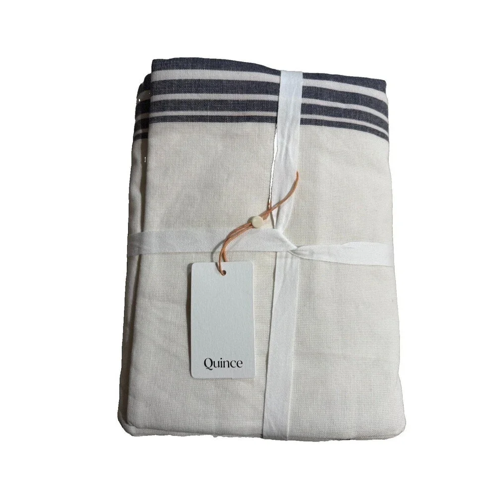 Coastal Stripe Linen Cotton Room Darkening Curtain - Single Panel 48 X 96 NEW